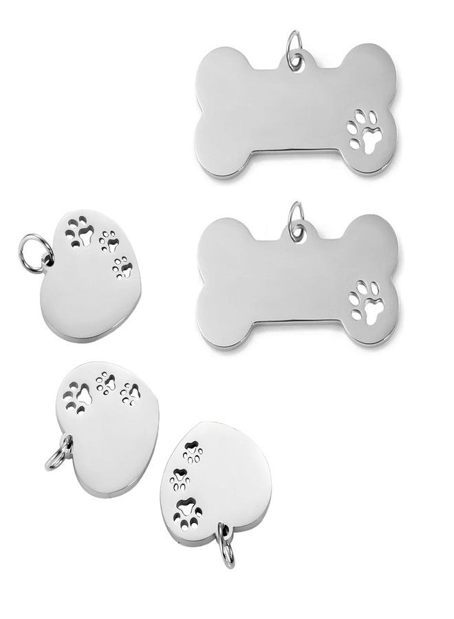 ArrErr 2 Pack Blank Dog Tags Stainless Steel Bone Heart Paw Shaped Pet ID Tags for Military Dogs Laser Engraved Stamping Personalizing Name Phone DIY Custom Neck Leash Collar Pendant Charms - Image 4